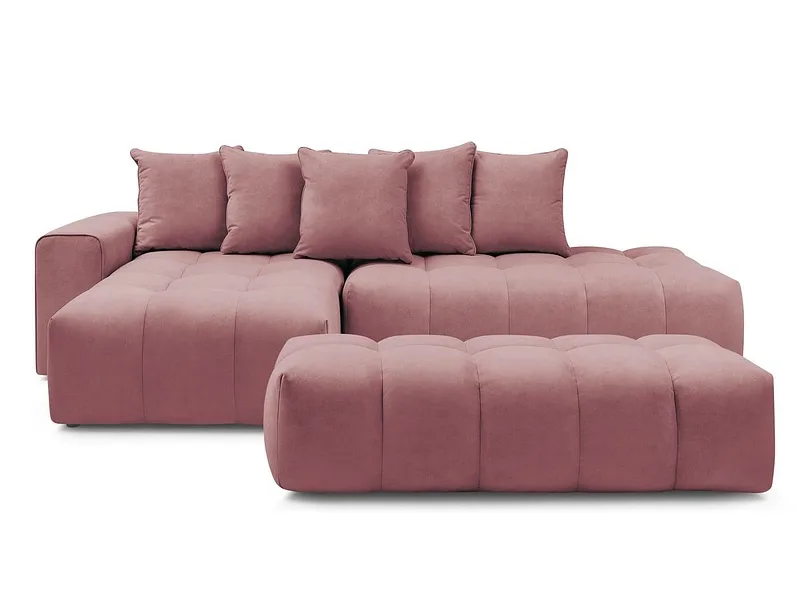 Ecksofa mit Hocker BOBOCHIC MONT-BLANC Samt rosa