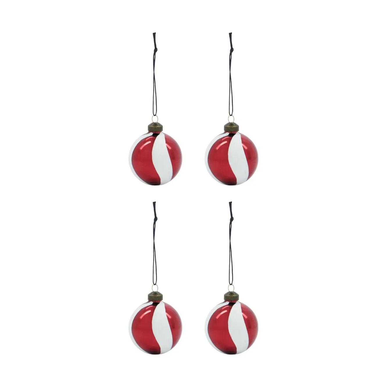 House Doctor Twister julgranskula Ø6 cm 4-pack Vit-röd