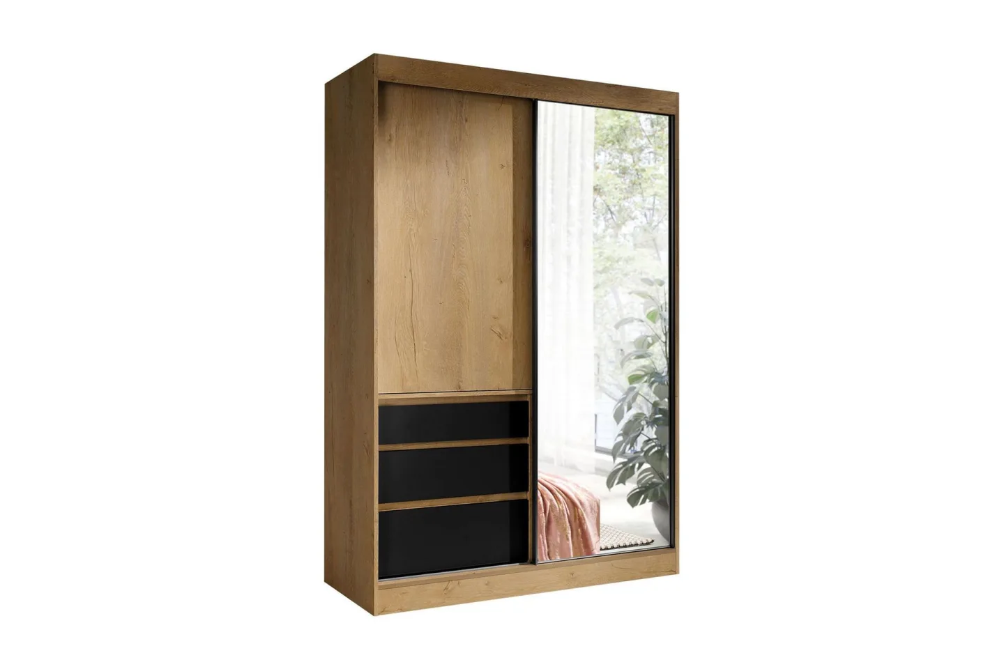 Abricot Garderob med Spegel 140x216x65 cm - Svart
