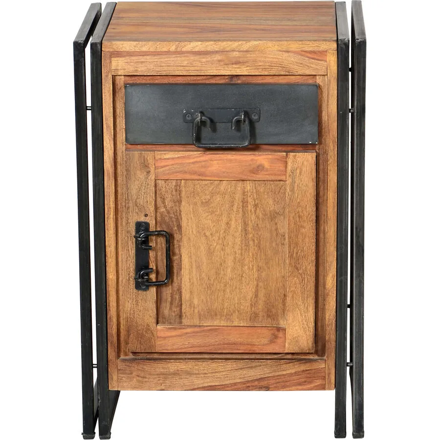 Kommode Ecuador Natur, Schwarz Holz, Metall B 50 H 73 cm