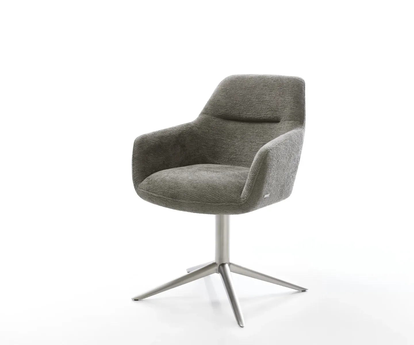 Drehstuhl Pejo-Flex Bouclé Soft Schlamm Fußkreuz Edelstahl 360° drehbar Wippfunktion Taschenfederkern