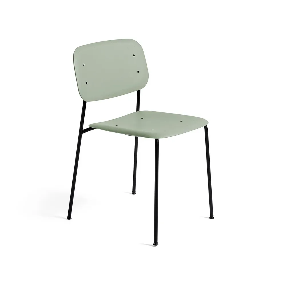 HAY Soft Edge 40 stol Dusty green, svart stålstativ