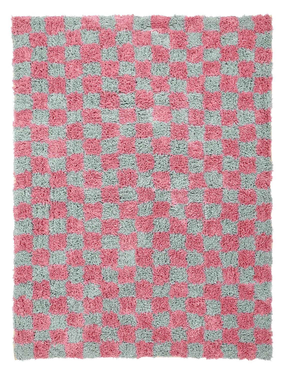 Ryetepper - Methoni Check Cotton Shaggy (lyseblå/lyserosa) (Størrelse: 80 x 150 cm)