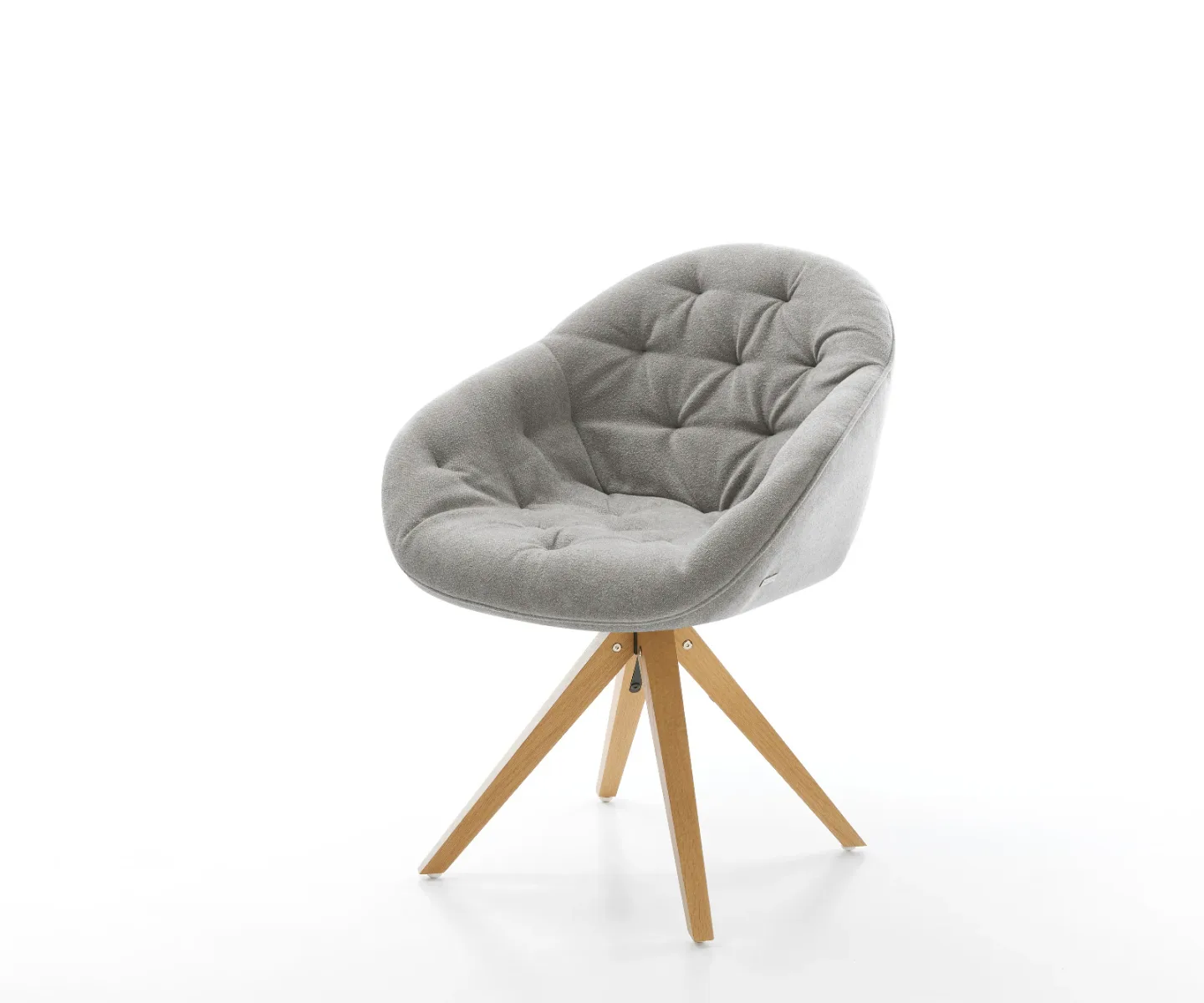 Drehstuhl Gaio-Flex Strukturstoff Soft Grau Holzgestell kantig Natur 360° drehbar