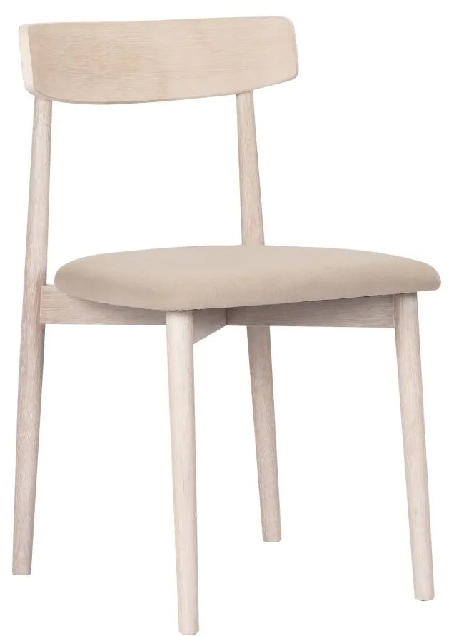 Stol - Ystad (hvit eik/beige) - 2 stk (Størrelse: Standard)
