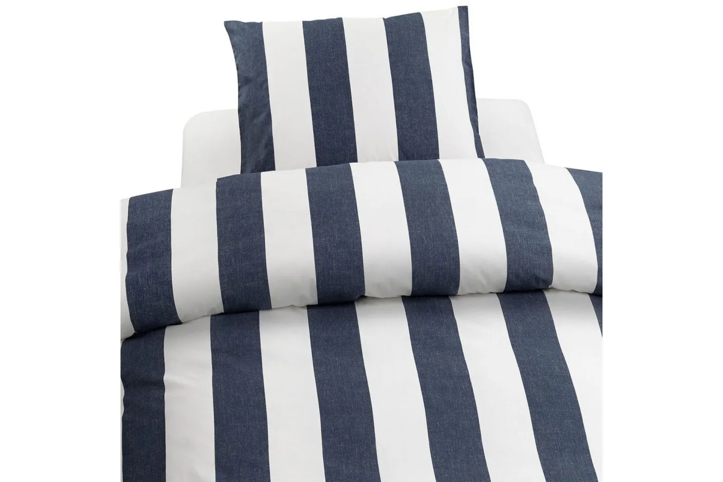 Påslakanset Enkelsäng 2-Dels Block stripe - Marinblå