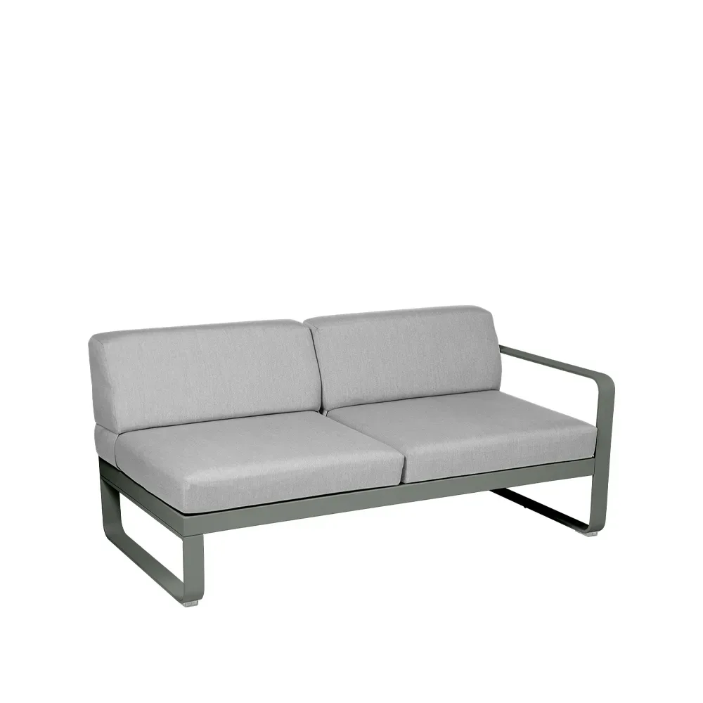 Fermob Bellevie Right modulsoffa 2-sits Rosemary (grön), flannel grey dyna