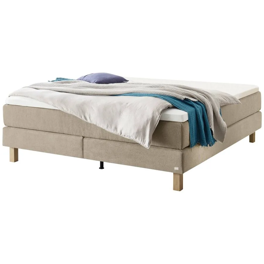 Hasena Boxspringbett Carlota sand Stoff 160 x 200 cm