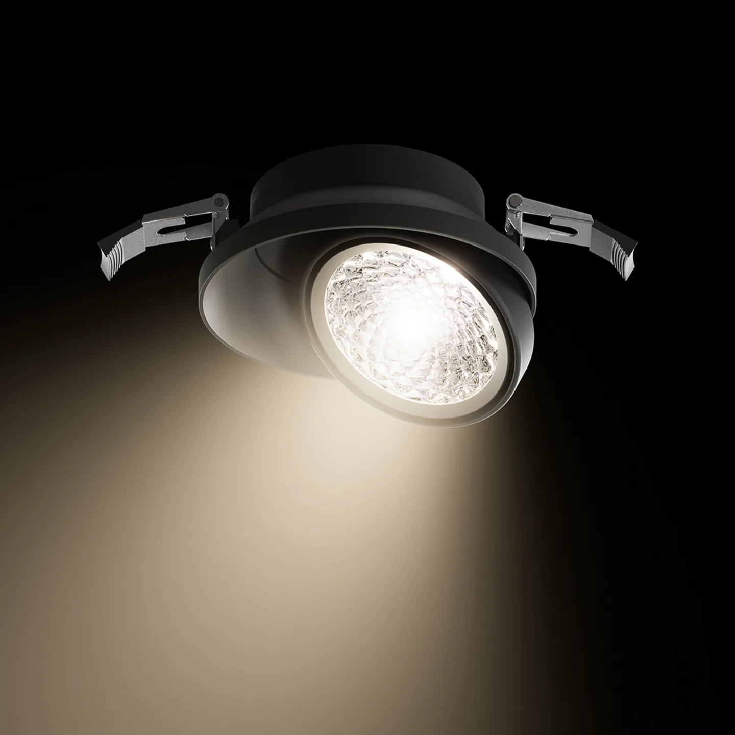 Nivo LED-indbygningsspot, sort, 36°, 14 cm, drejelig, dæmpbar – Sigor - Stue - Moderne - Aluminium - Med én lyskilde