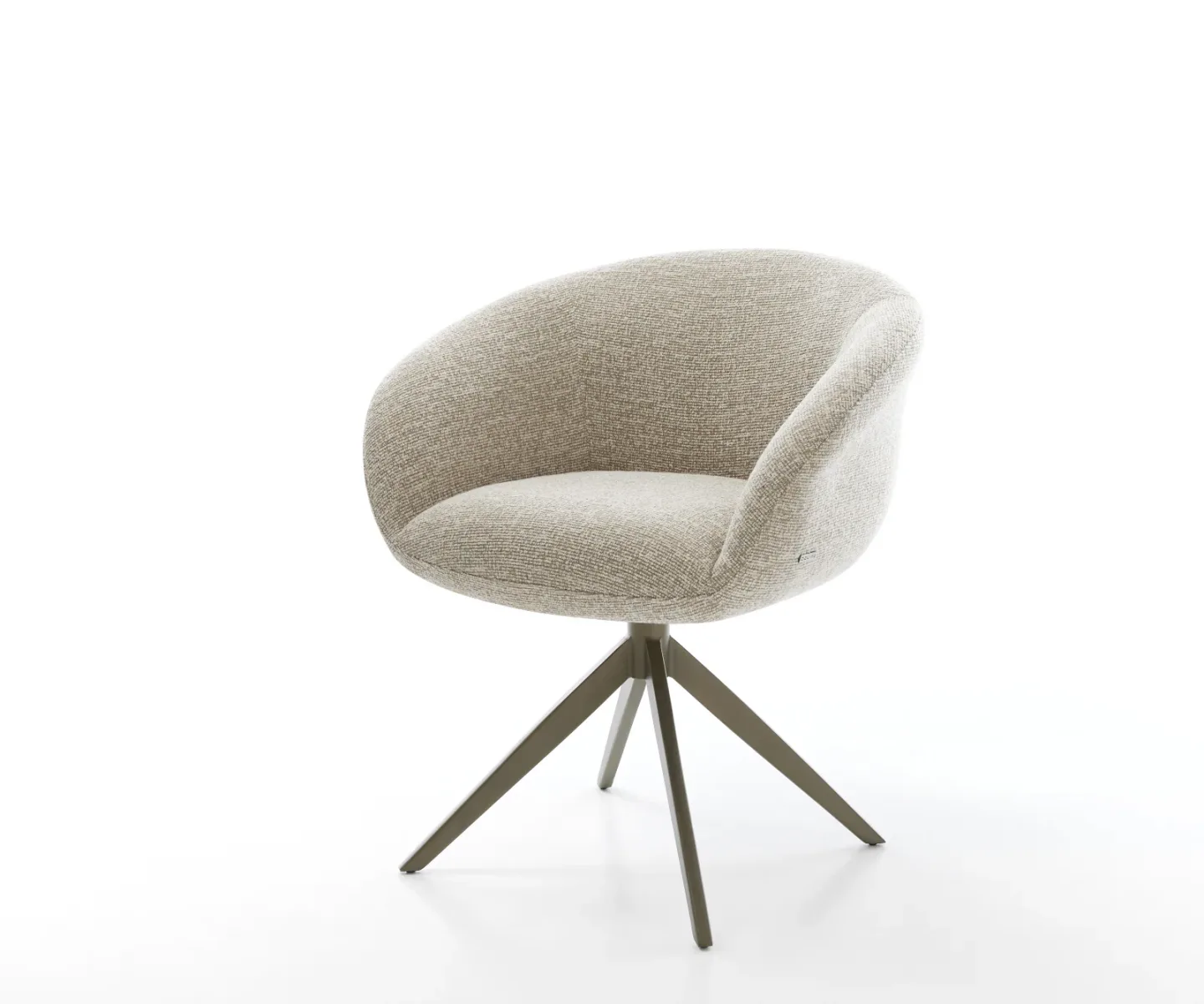 Drehstuhl Vinka-Flex mit Armlehnen Webstoff Soft Beige Kreuzgestell breit Effektfinish Titan 360° drehbar Wippfunktion Taschenfederkern