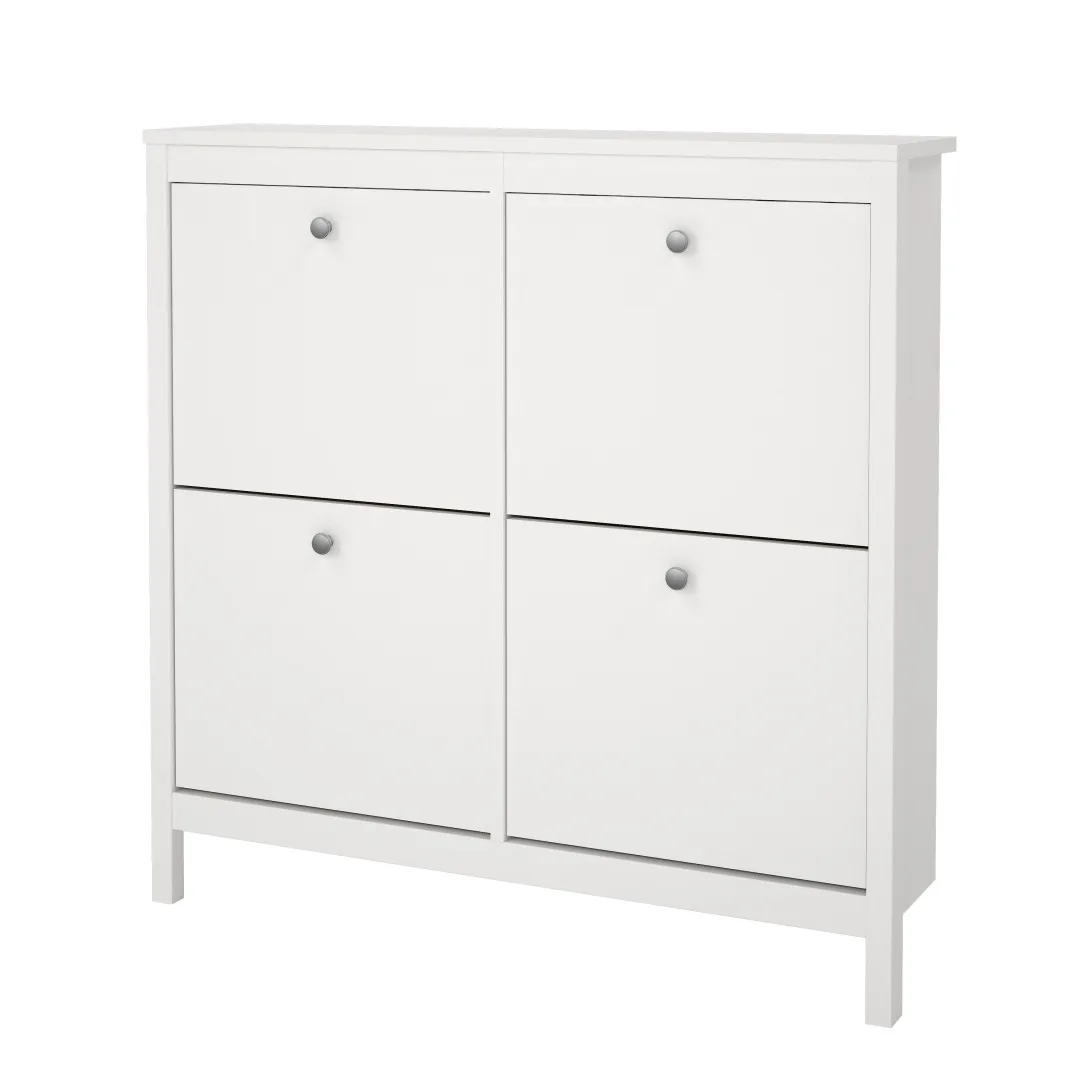 Madrid Schuhschrank 4 Klaptüren weiß.