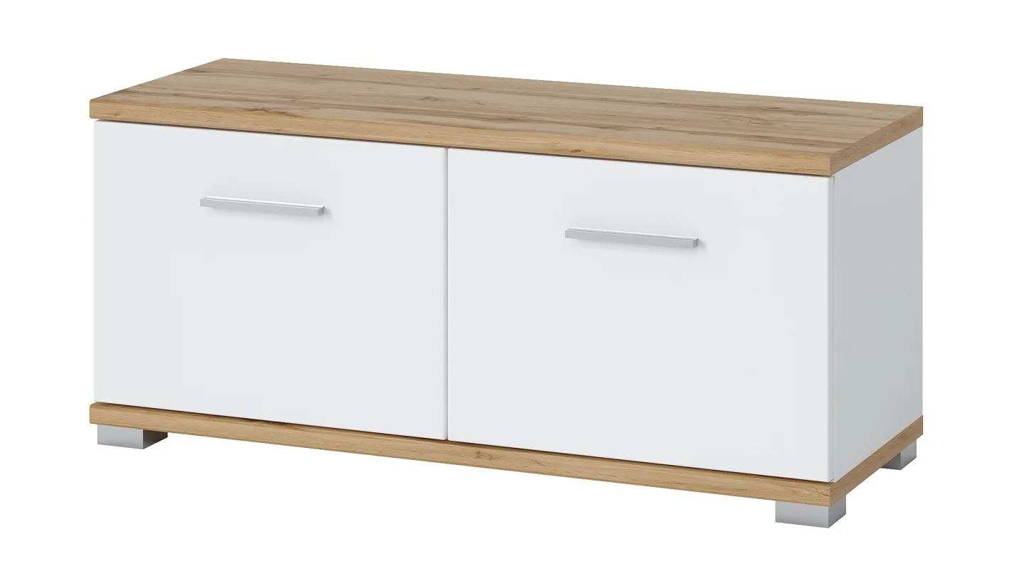 Garderobenbank alpinweiß - Wotan Eiche 90 cm - HOLA