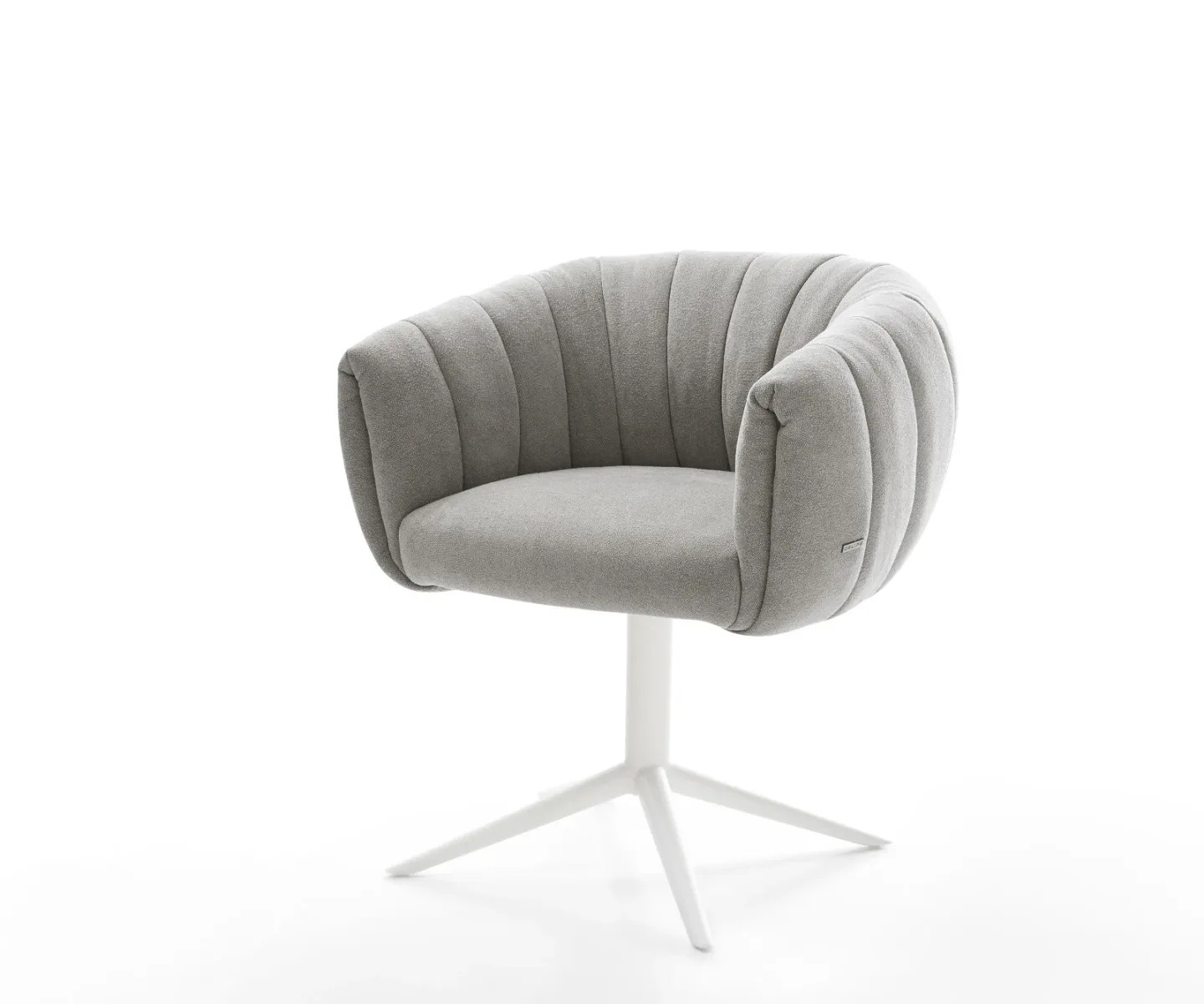 Drehstuhl Jada-Flex Strukturstoff Soft Grau Fußkreuz Weiß 360° drehbar Wippfunktion Taschenfederkern