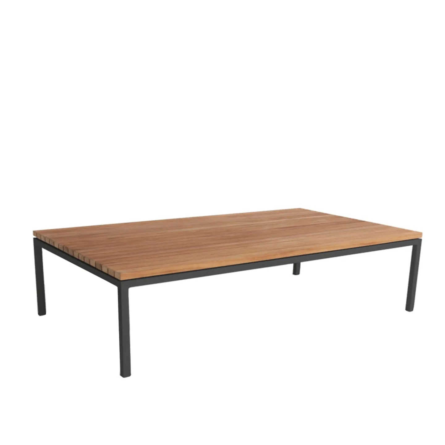 Skargaarden - Bönan Lounge Table Small, Teak Table Top, Dark Grey Aluminium Frame - Soffbord utomhus - Studio Norrlandet - Träfärgad - Metall/Textilmaterial/Syntetiskt