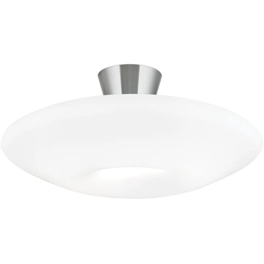 Deckenlampe Blanc Weiss/Grau Stahl/Glas 49 cm 22 cm - Farbe: Nickel matt/weiss - Material: Glas/Stahl