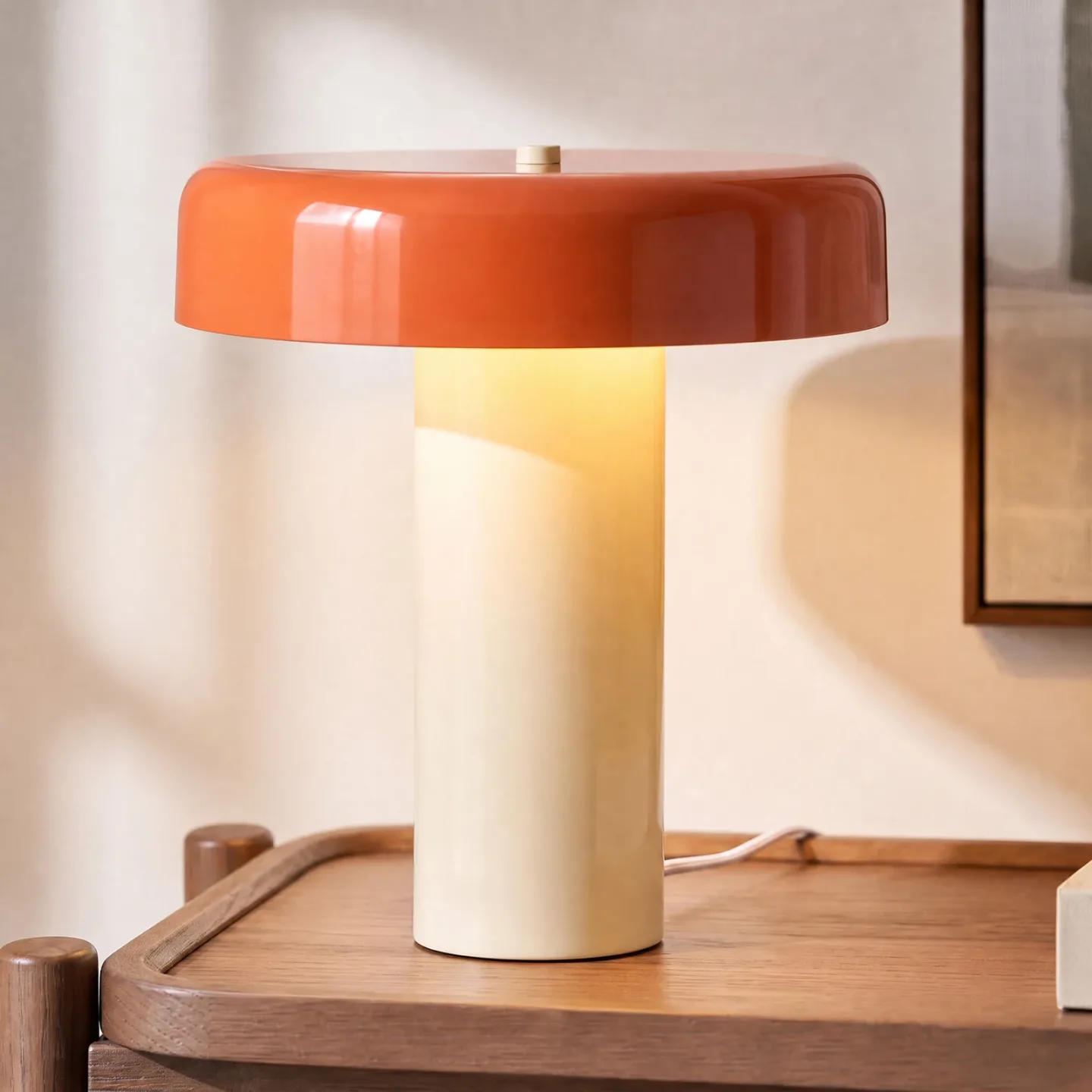 Dionne Tischleuchte, 33 cm, orange/beige, E14, Metall - NOLA - Wohnzimmer - Modern - Pilz