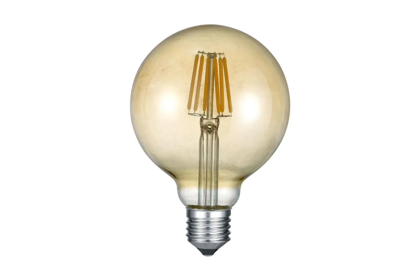 LK LED E27 filament globe 6W 420lm 2700K brun - Vit