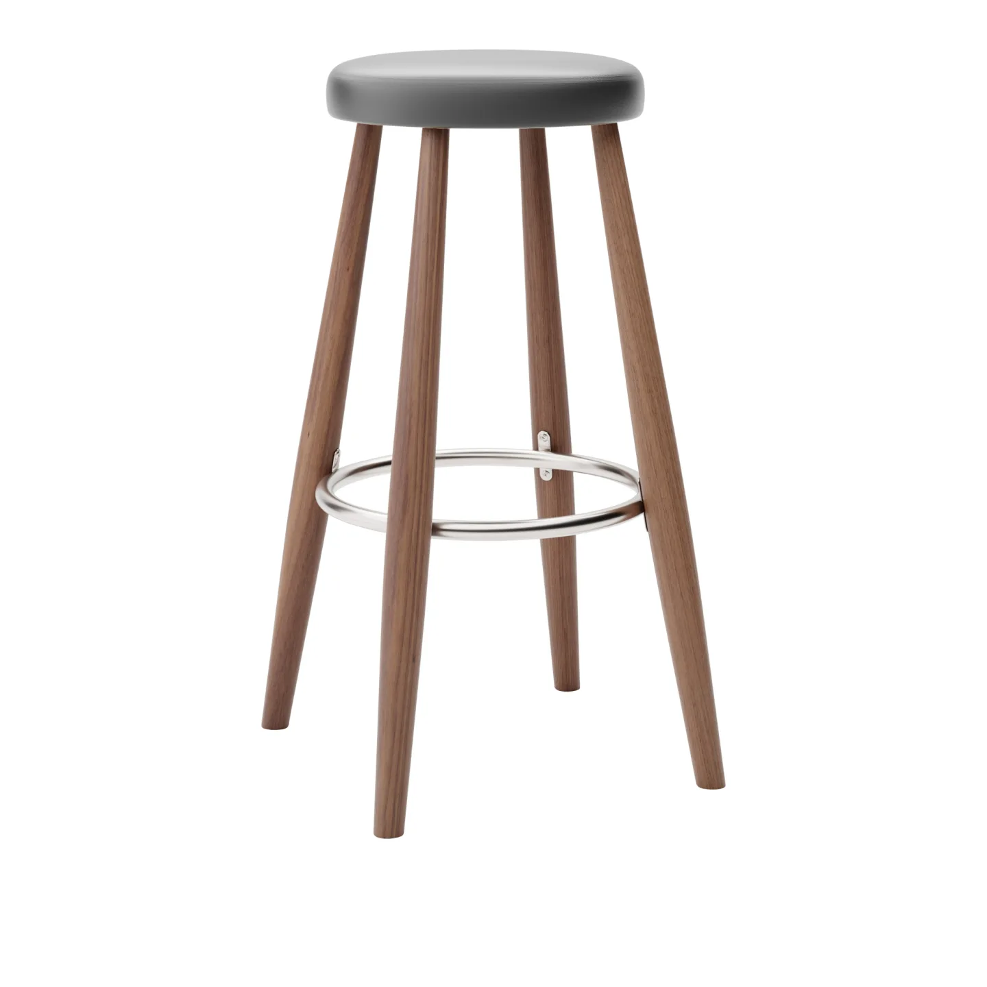 Carl Hansen - CH56 High Stool, Oljad Valnöt, Lädergrupp A Loke - 7150 - Barstolar - Hans J. Wegner - Träfärgad - Läder/Metall/Trä