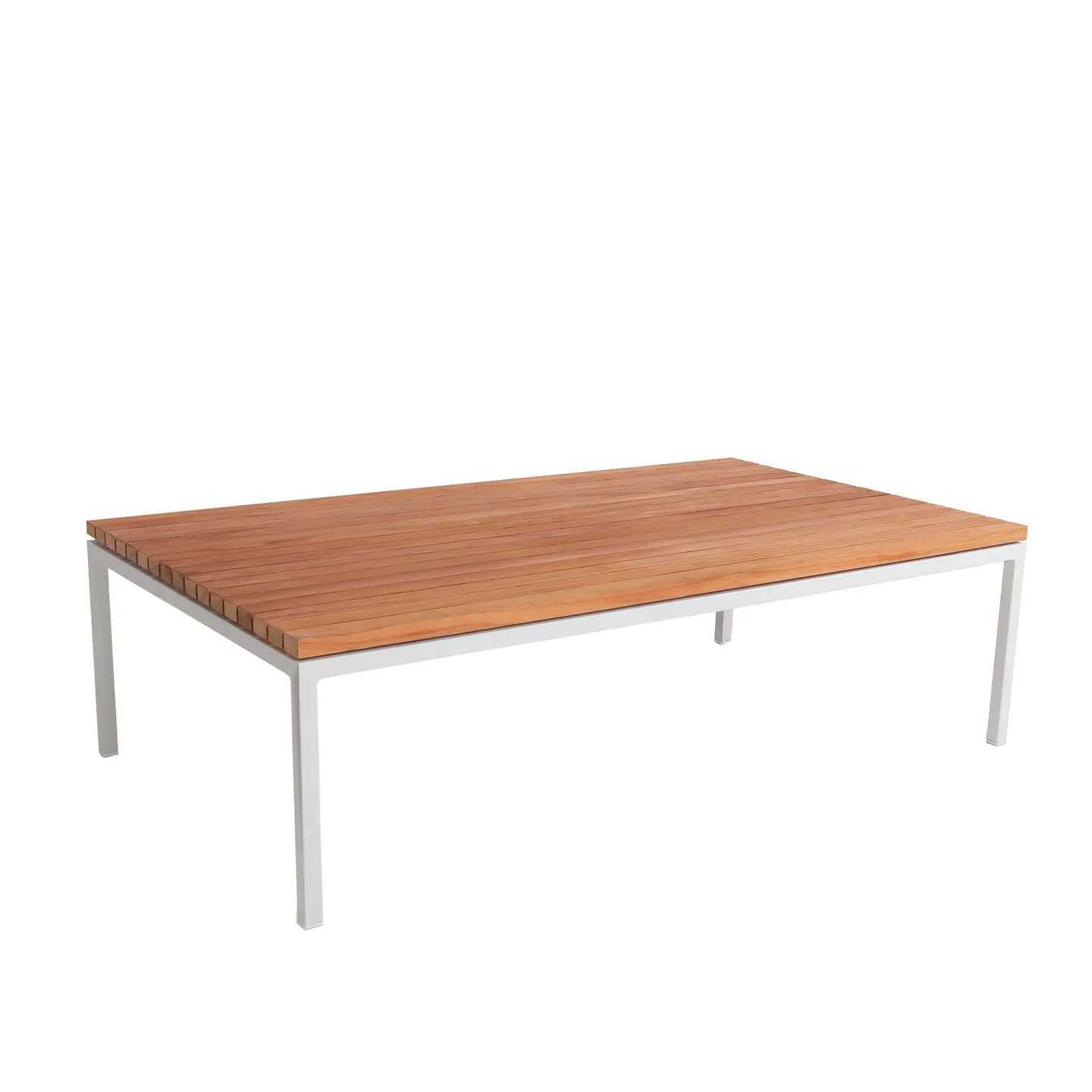 Skargaarden - Bönan Lounge Table Small, Teak Table Top, Light Grey Aluminium Frame - Soffbord utomhus - Studio Norrlandet - Träfärgad - Metall/Textilmaterial/Syntetiskt