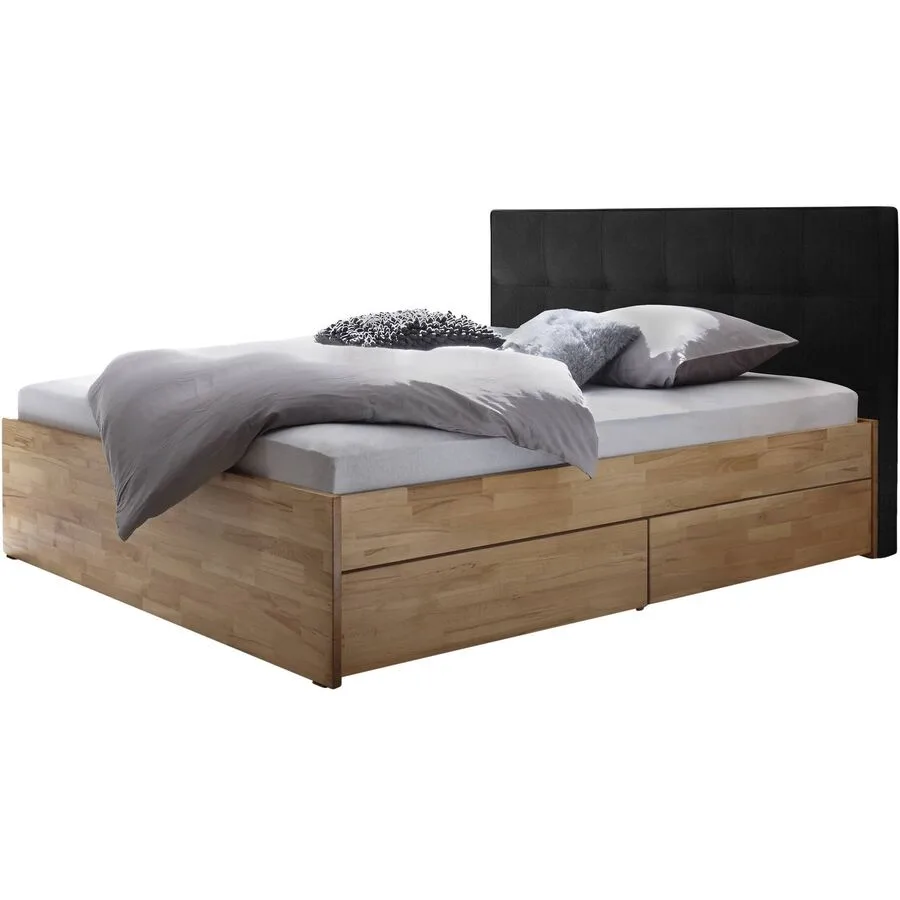 Hasena Stauraumbett Shepherd Natur/Anthrazit Kernbuche Massivholz/Pepe Massivholz 160 x 200 cm