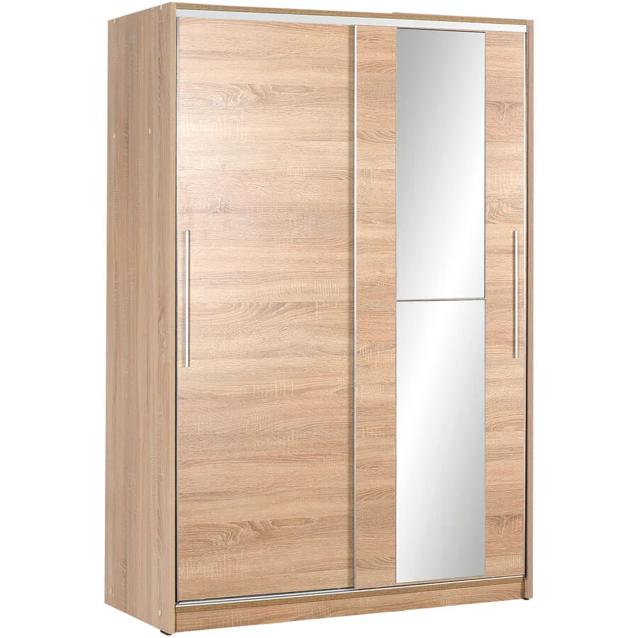 Kleiderschrank Uyumak eiche Melamin, Spiegelglas B 120 cm