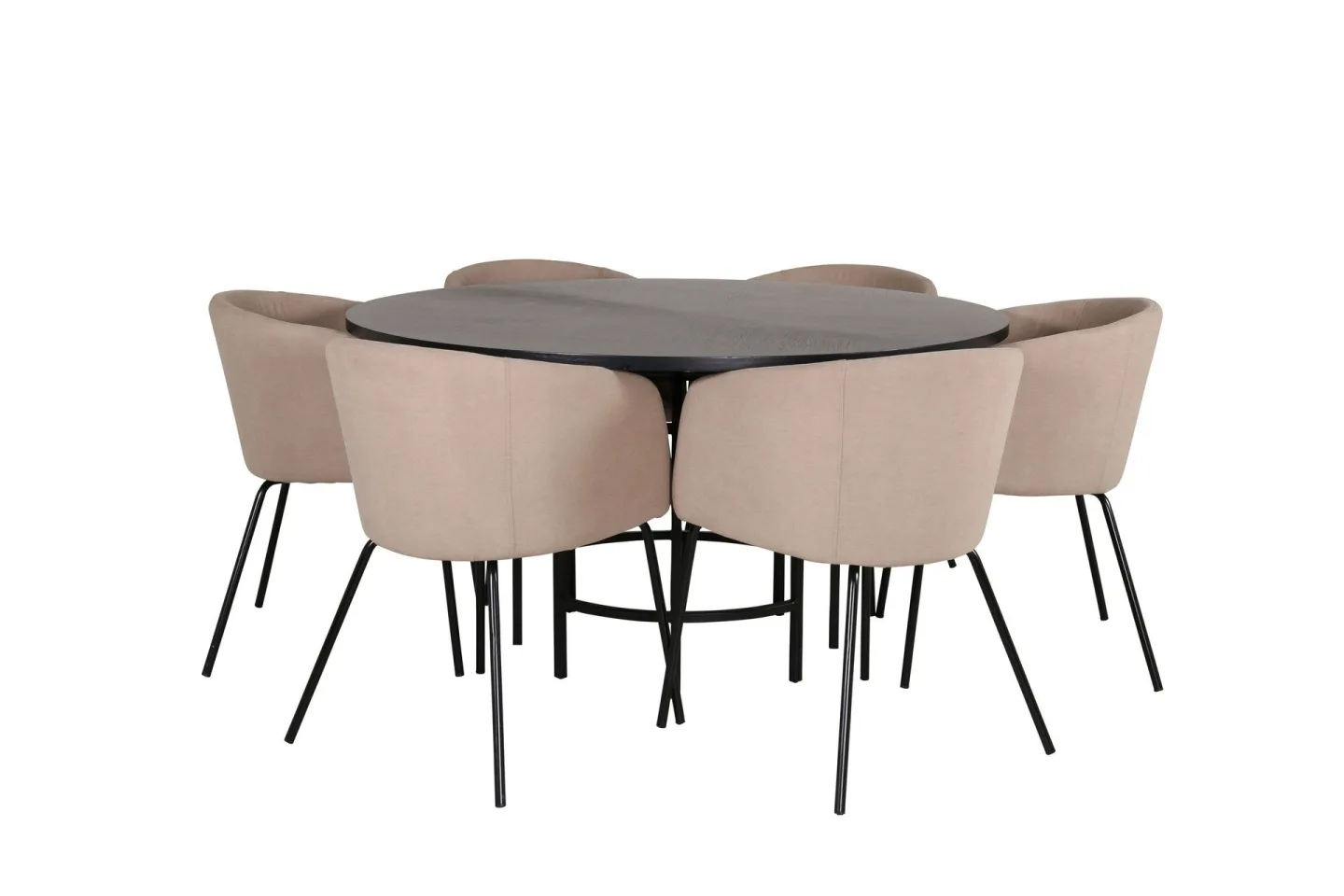 Copenhagen Matgrupp 140 cm Rund med 6 Berit stolar - Beige