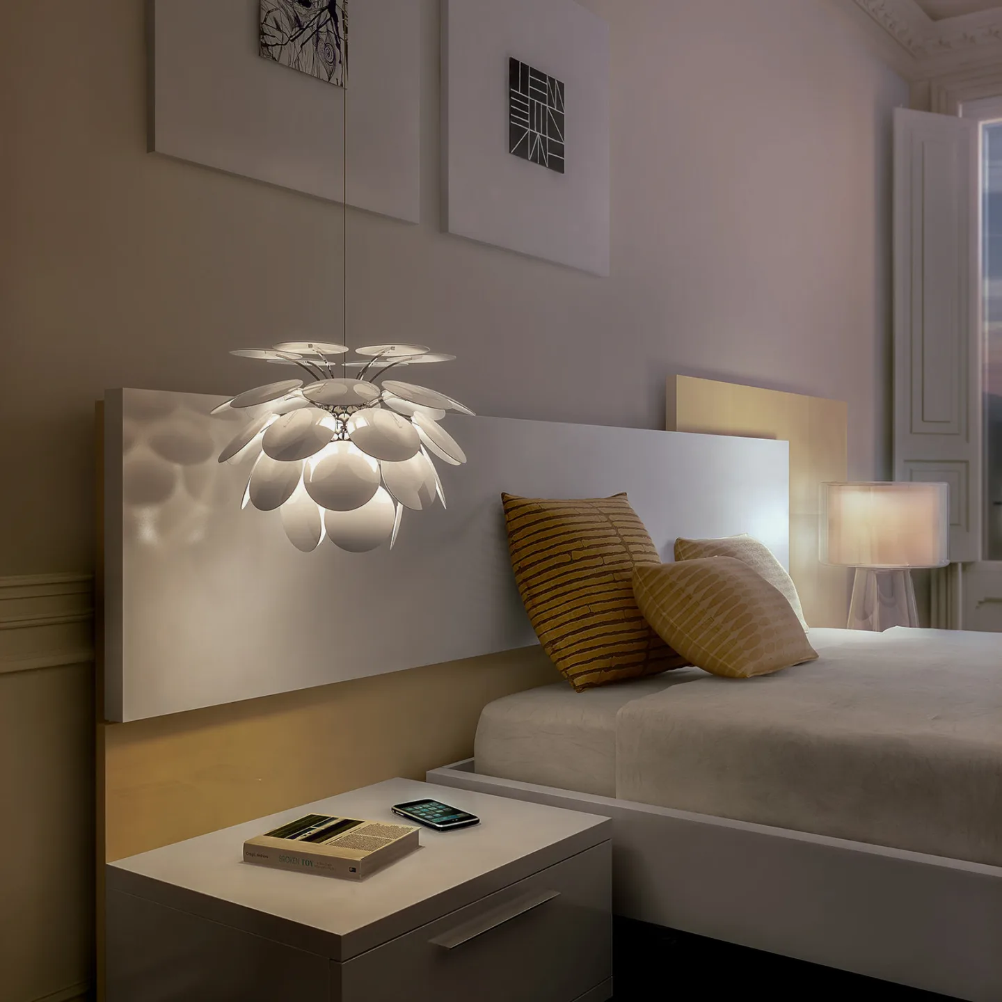 Discoco Pendelleuchte Ø35 Weiß - Marset Discocó - Wohnzimmer - Design - Kunststoff - Einflammig