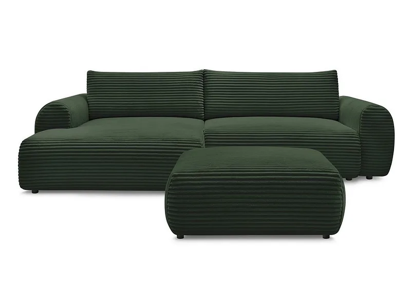 Ecksofa mit Hocker BOBOCHIC LUCIEN Cord-Stoff grün