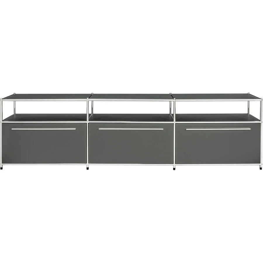 Sideboard Cubo Dunkelgrau, Silber Metall B 227 H 60 cm - Möbel Konfigurator: Traummöbel individuell zusammenstellen