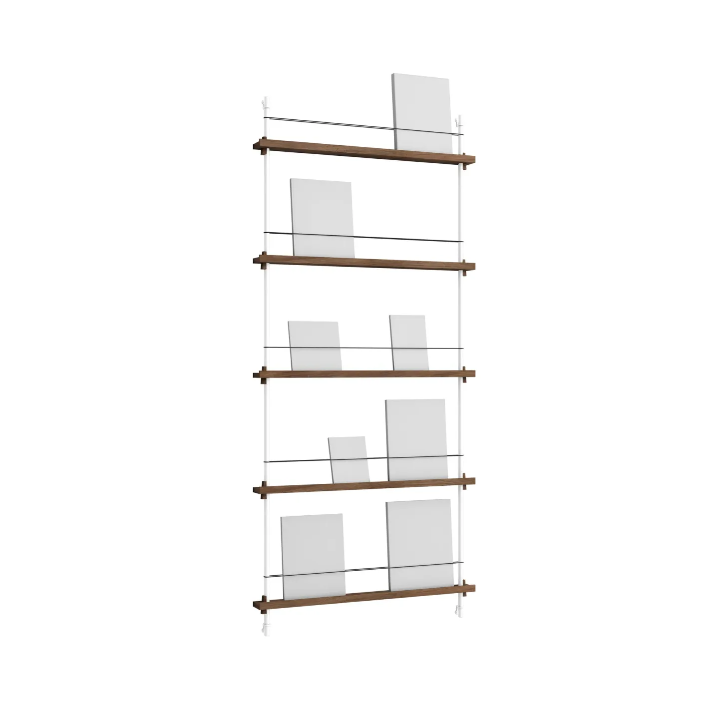 MOEBE Magazine Shelving Zeitungsständer Geräucherte Eiche-white, 85x180x7 cm, MS.180.1