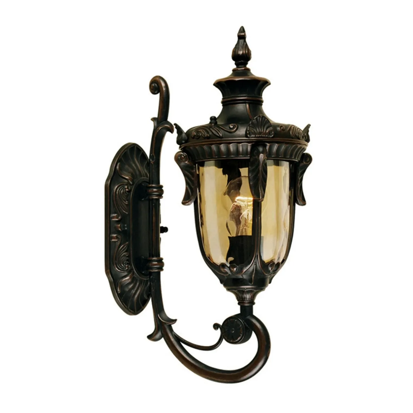 Philadelphia utomhusvägglampa, 43 cm, brons, IP44 – Elstead - Lantlig / rustik - Glas - Med en ljuskälla