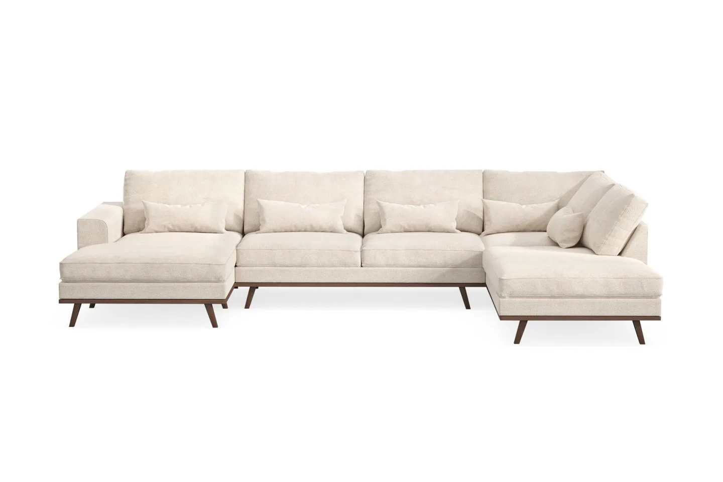 Copenhagen 5-sits Högervänd U-formad Large Soffa med Divan och Schäslong i Chenille - Beige