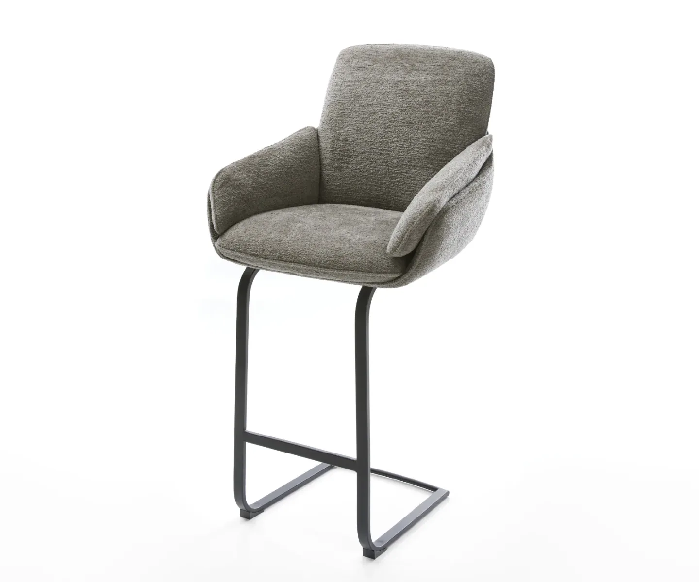 Barstuhl Luan-Flex Bouclé Soft Schlamm Freischwinger Flach Metall Schwarz