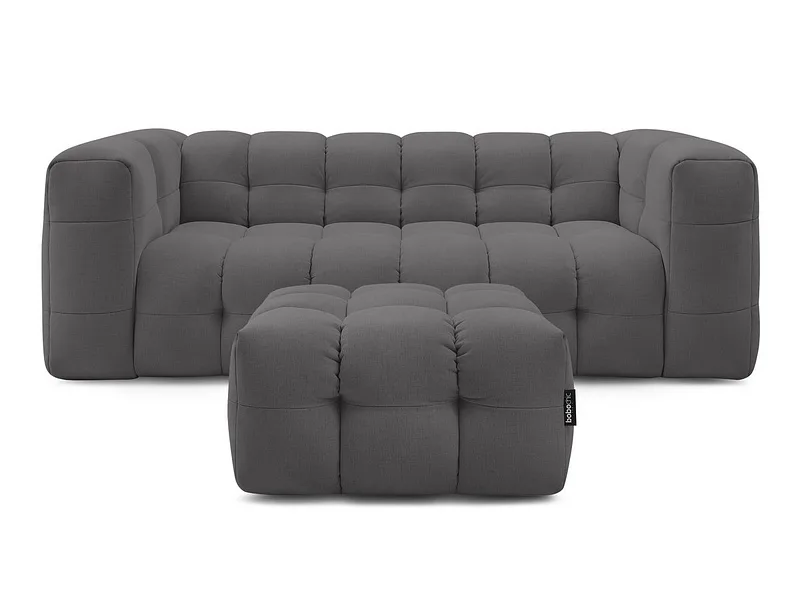 3er Sofa mit Hocker BOBOCHIC CLOUD Stoff dunkelgrau