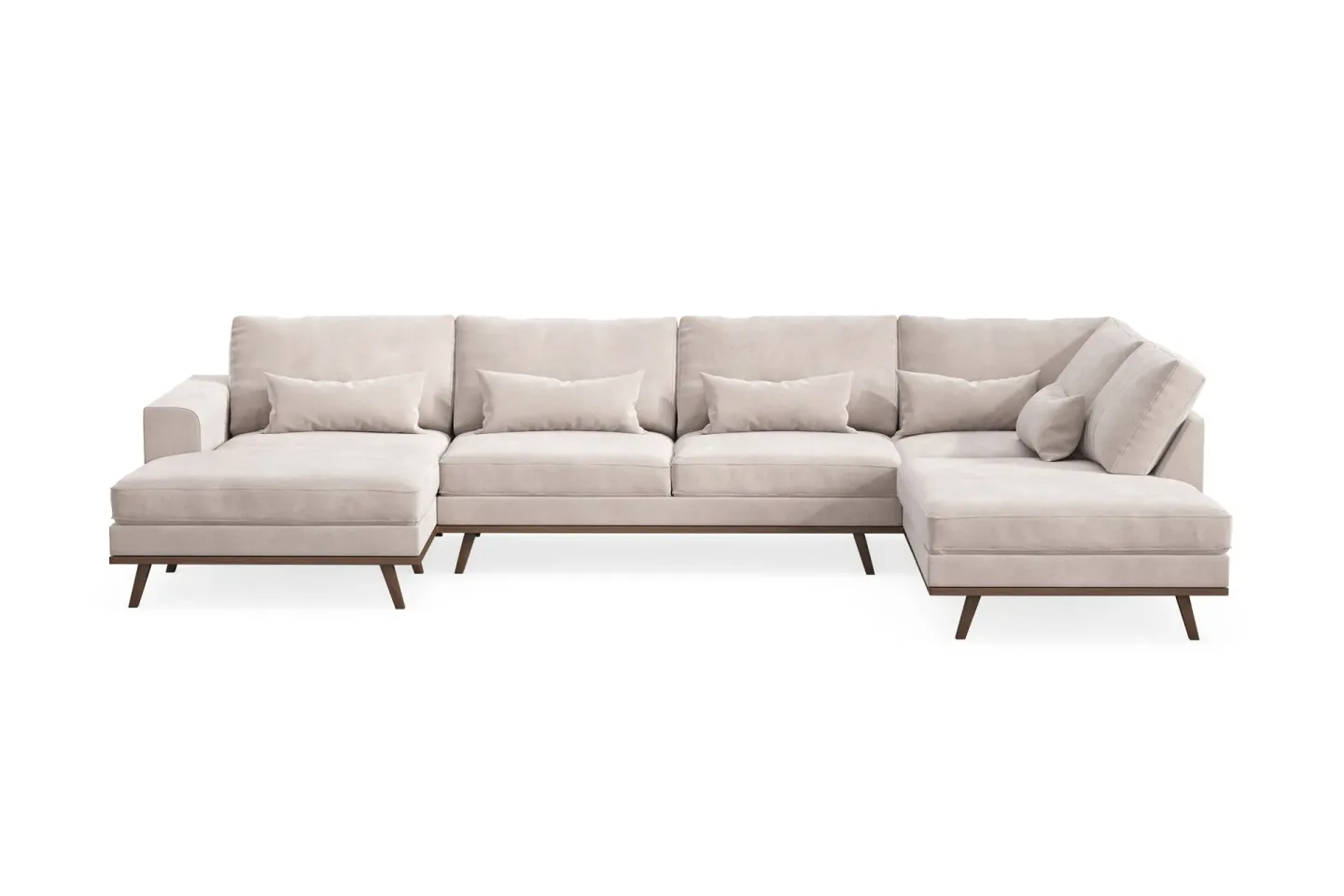 Copenhagen 5-sits Högervänd U-formad Large Soffa med Divan och Schäslong i Sammet - Beige