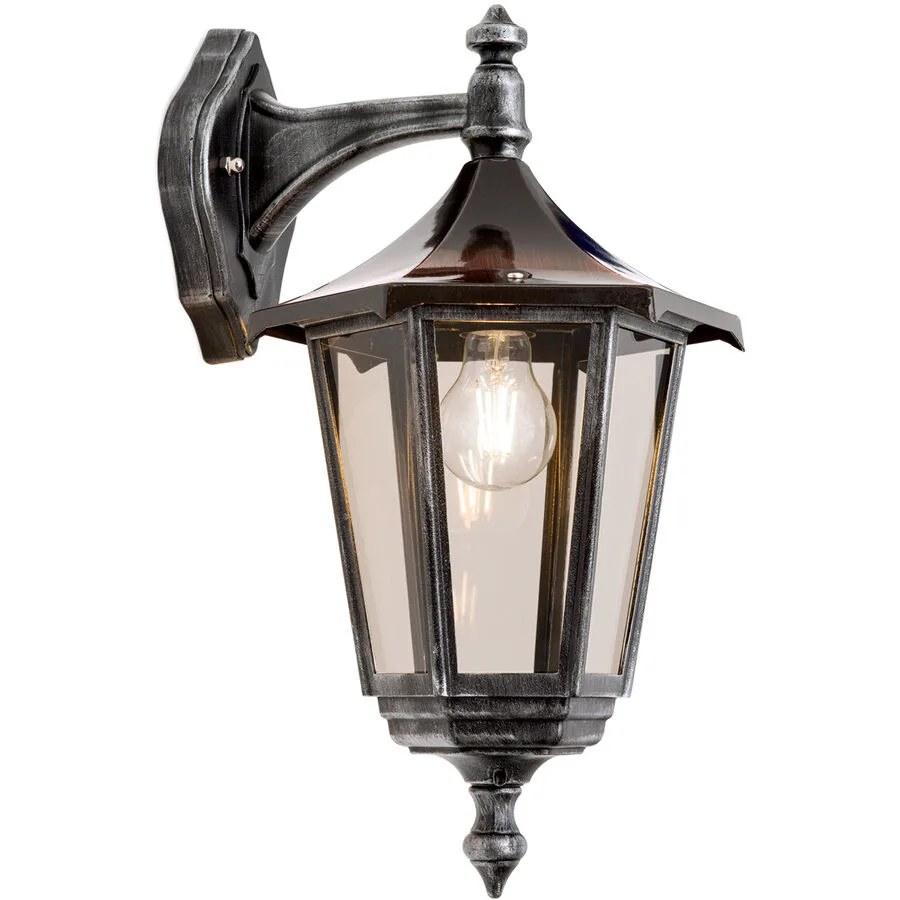 Wandlampe aussen Hermine Schwarz/Silber 30 cm - Material: Siluminguss