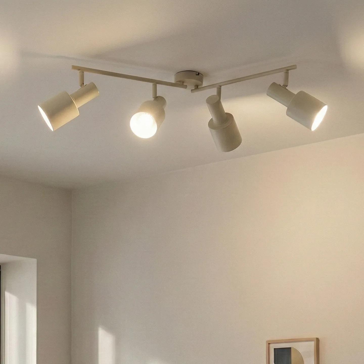 Ovelia 4 Deckenleuchte Beige - Lindby - Wohnzimmer - Modern - Metall - Mehrflammig