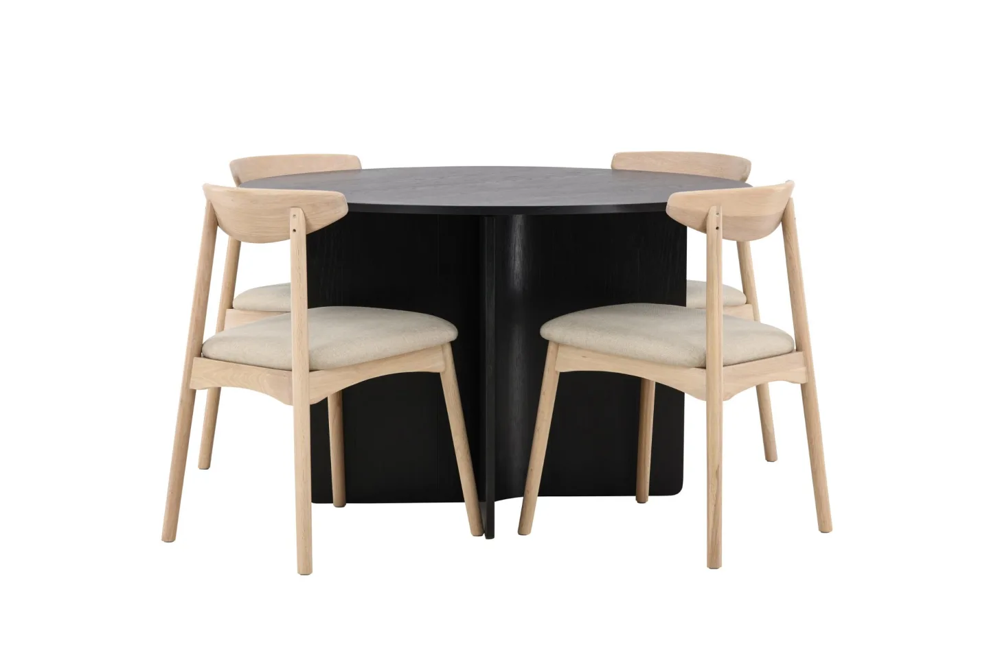 Tyresö Essgruppe Esstisch schwarz 4 Stühle Whitewash.