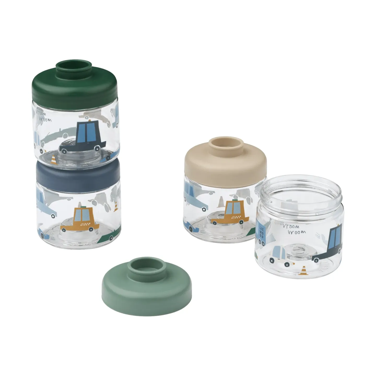 Liewood Dominique Babynahrungsbehälter 100 ml 4er-Pack Cars-Sandy