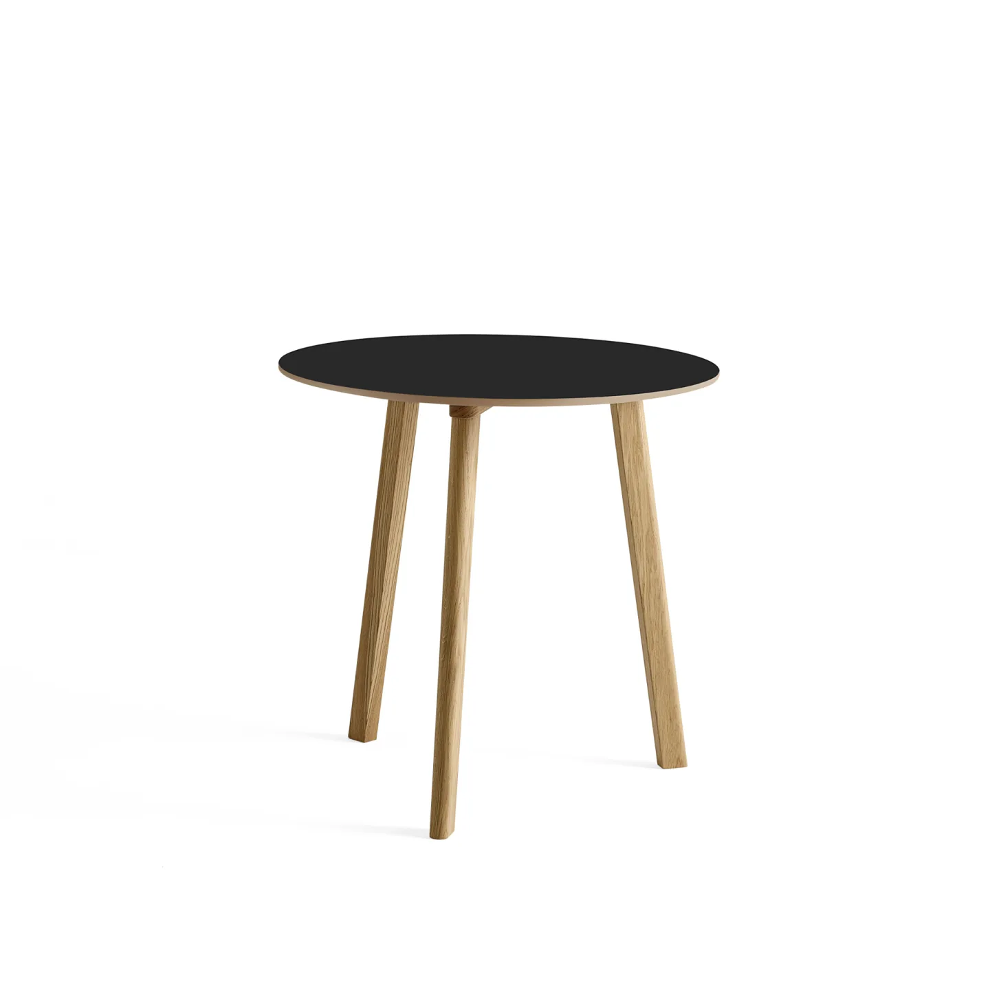 HAY - CPH Deux 220 2.0 Table Lacquered Oak Frame Ø75 X H73 Ink Black Top Lacquered Beech Edge - Matbord - Ronan & Erwan Bouroullec - Svart - Trä