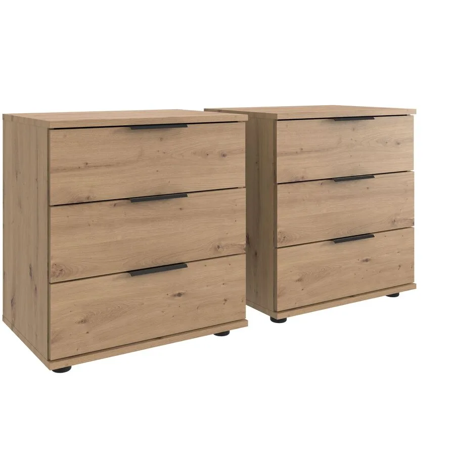 Nachttisch 2er-Set Metaa Eiche Nachbildung Holzwerkstoff B 104 H 58 cm