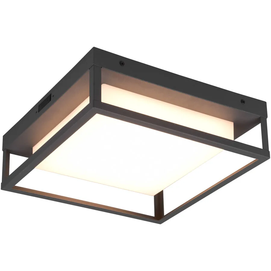 Deckenlampe Werot Grau Metall 30 cm 10 cm - Farbe: anthrazit - LED - Lichtfarbe: Extra warmweiss - Helles Neutralweiss - Deckenlampe- LED