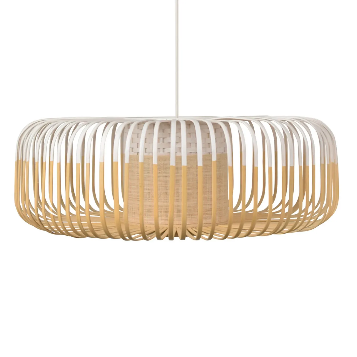 Bamboo pendellampa XL White - Forestier Bamboo Light XL - Vardagsrum - Design - Bambu - Med en ljuskälla