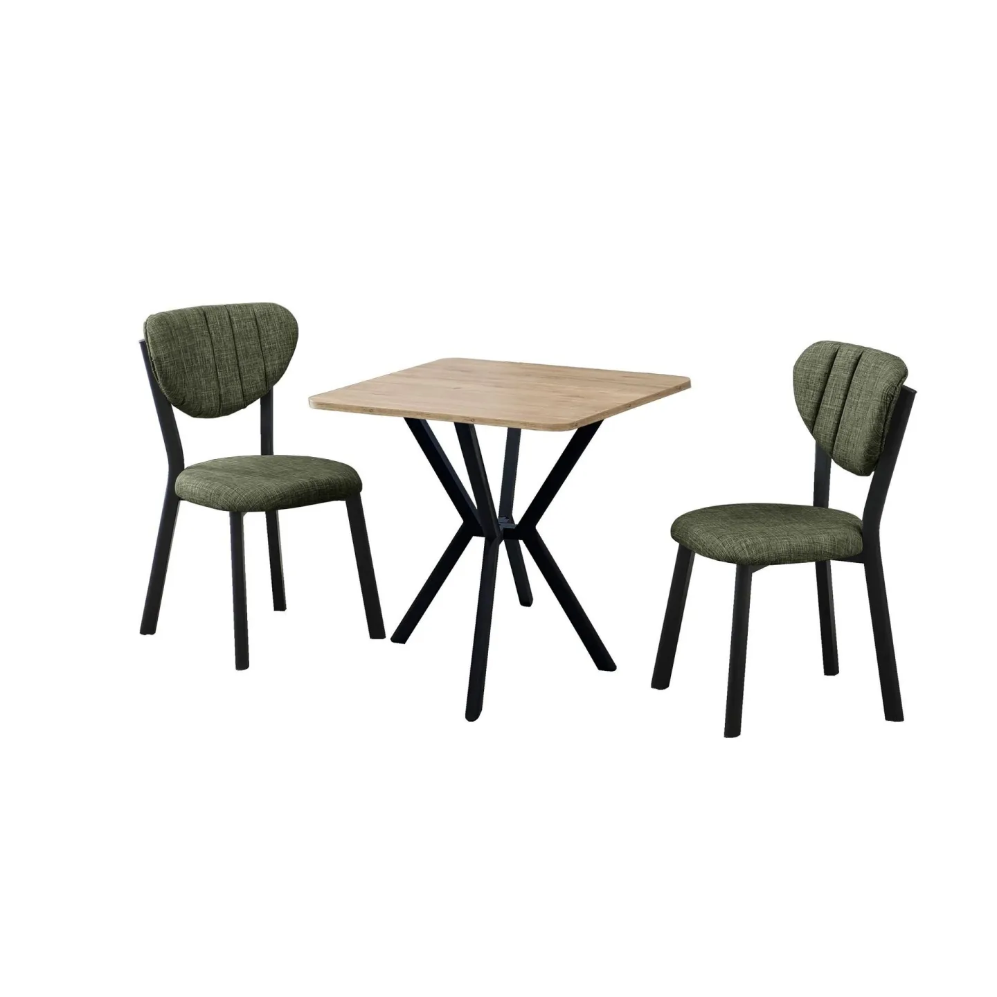 Krylor Matgrupp Bord 70 cm + 2 Stolar - Grön Valnöt
