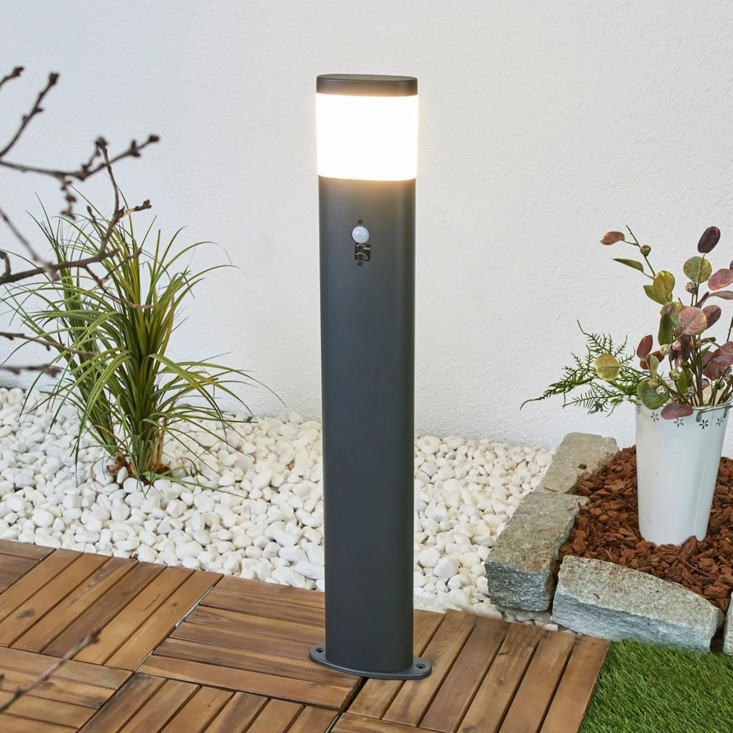 Marius LED Garten Leuchte w/Sensor Dark Grey - Lindby Obri - Terrasse - Modern - Metall - Einflammig