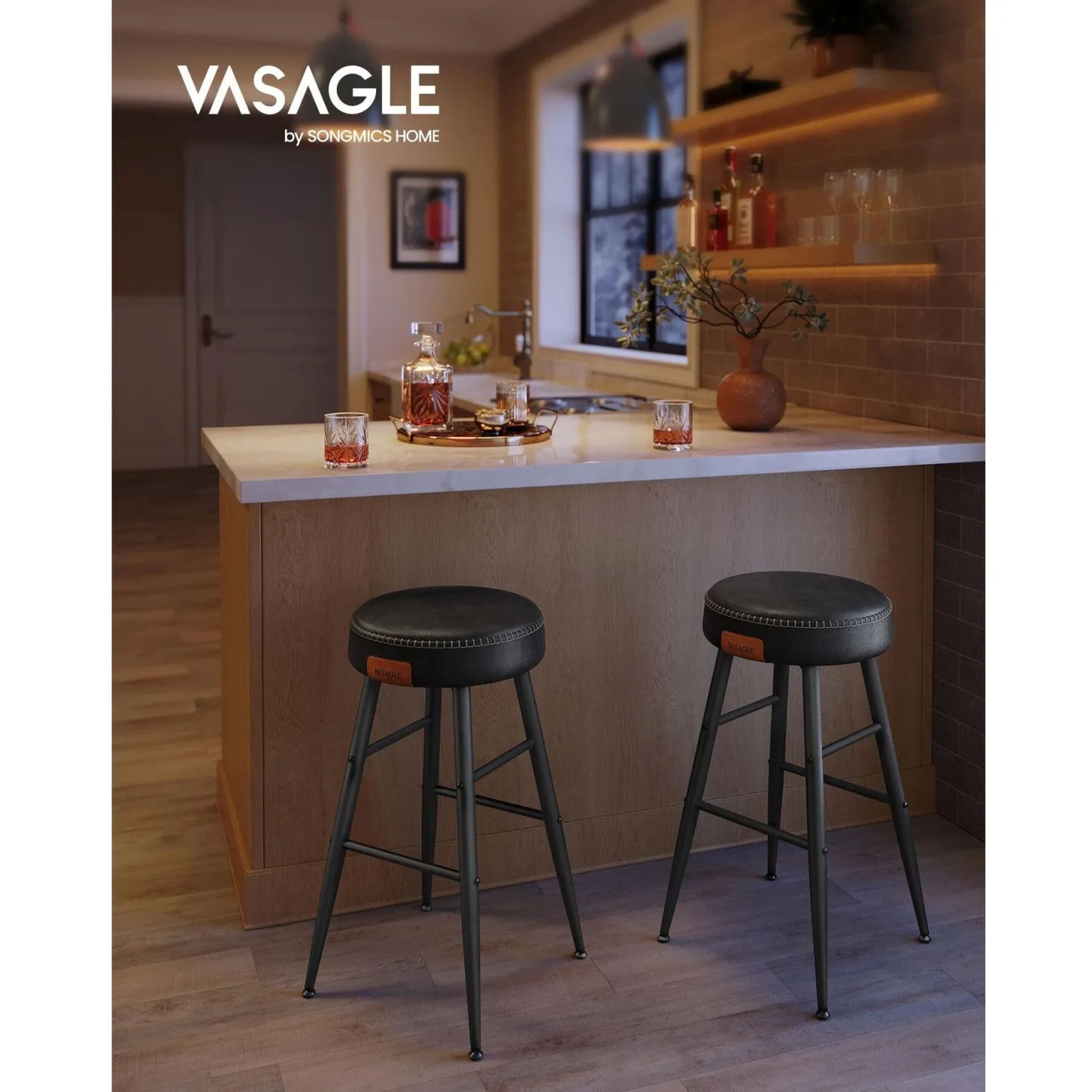 Barhocker VASAGLE Schwarz Stahl H 63 cm - Barhocker