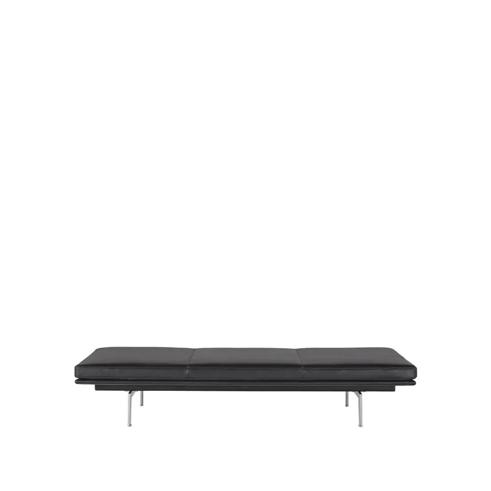 Muuto Outline dagbädd Refine leather black-Aluminium