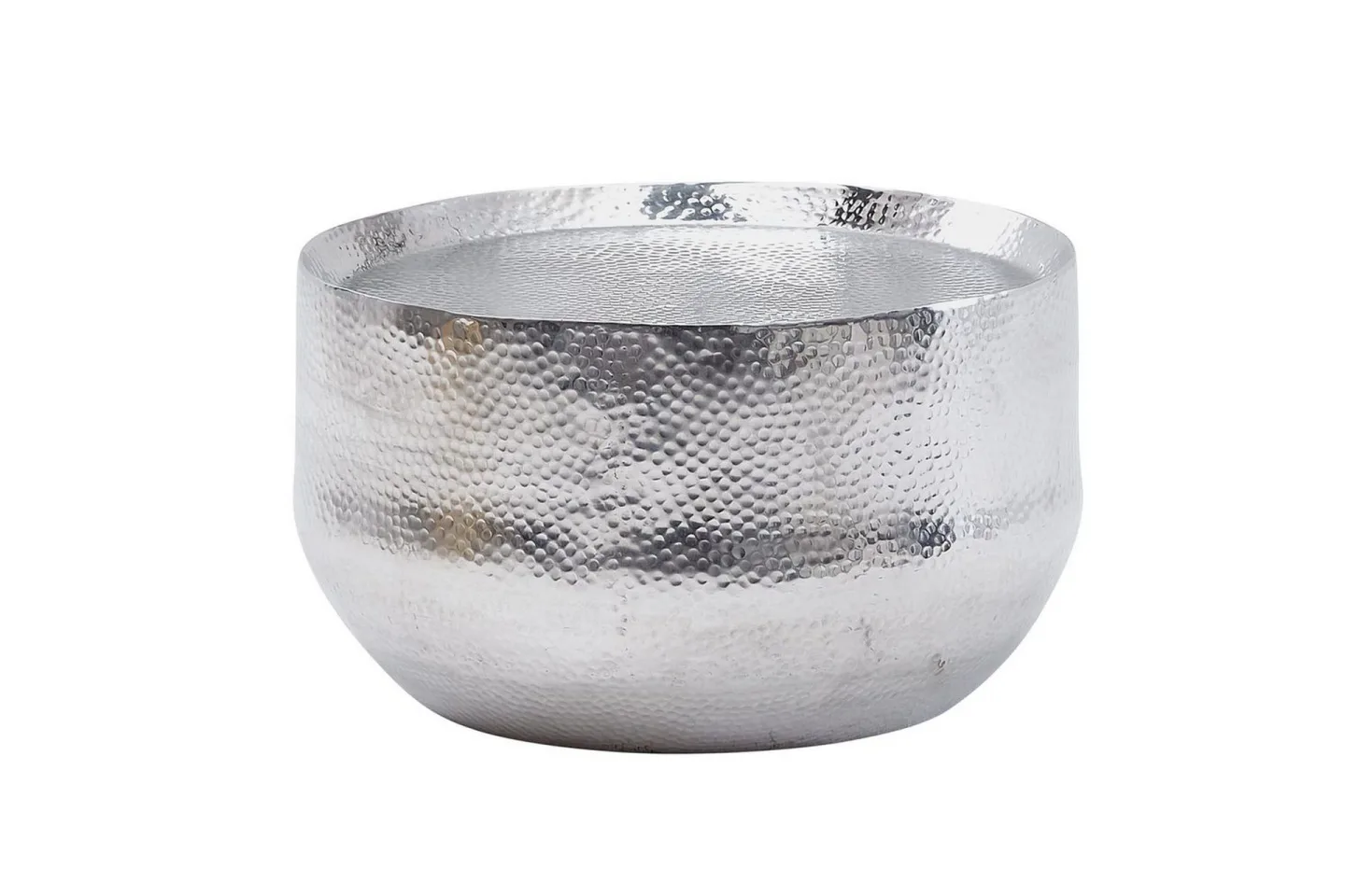 Soffbord Wohnling rund metall 60 cm hamrat utseende, orientalisk stil Silver - Silver