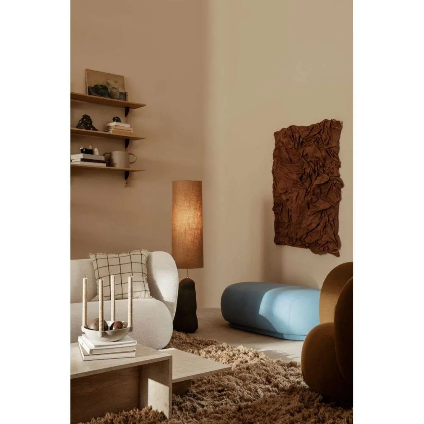 Hebe Stehleuchte Large Off-White/Sand - Ferm Living - Wohnzimmer - Stoff / Textil