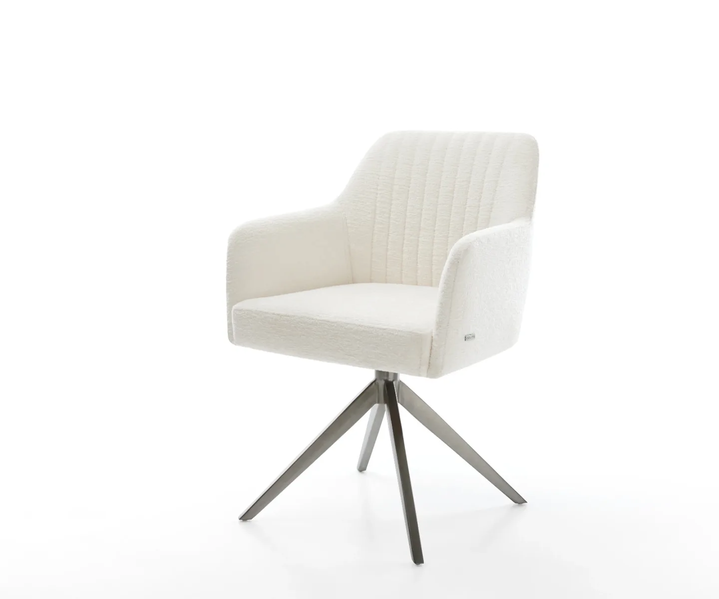 Drehstuhl Greg-Flex Bouclé Soft Beige Kreuzgestell breit Graphit 360° drehbar Wippfunktion Taschenfederkern